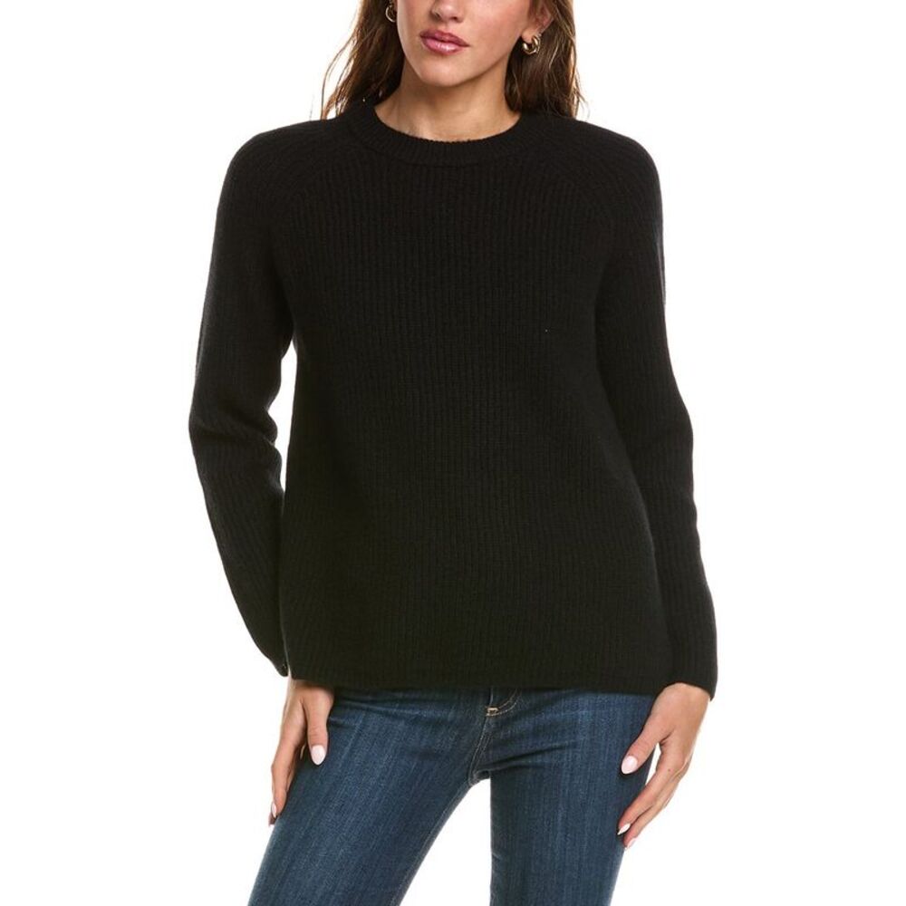 The Cashmere Project Womens  Shaker Crewneck 100% Cashmere Sweater, Black